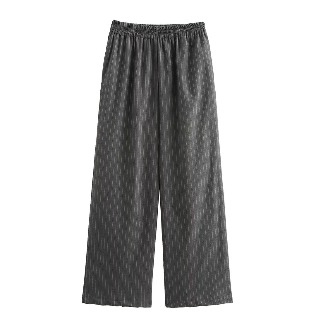 Damen weite Business-Hose mit elastischem Bund und feinen Streifen EB