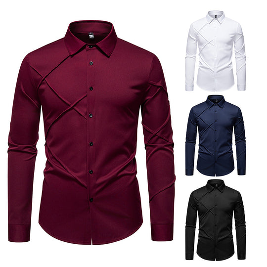 Herren Langarmhemd mit asymmetrischem Design EB