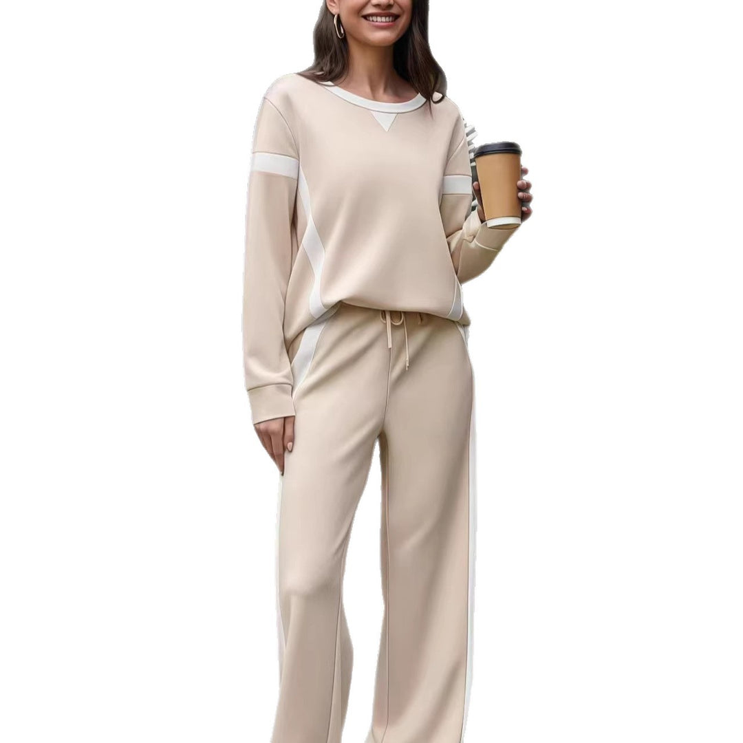 Damen Lounge-Set aus weichem Jersey mit weitem Bein und Kontraststreifen EB
