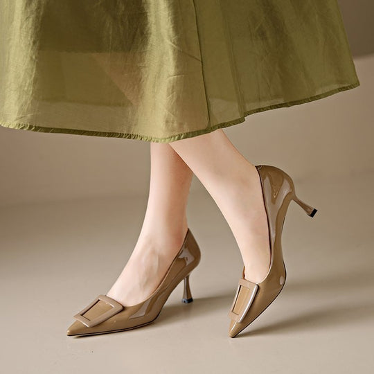 Damen elegante spitze Pumps mit funkelndem Schnallenakzent EB