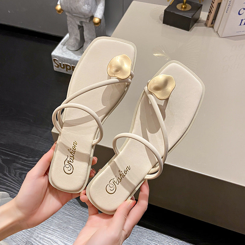 Damen stilvolle Flip-Flops mit glamourösen Herz-Applikationen EB