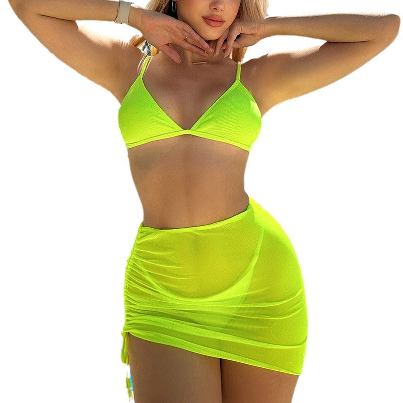 Damen Bikini-Set mit verstellbaren Trägern und elegantem Wickelrock EB