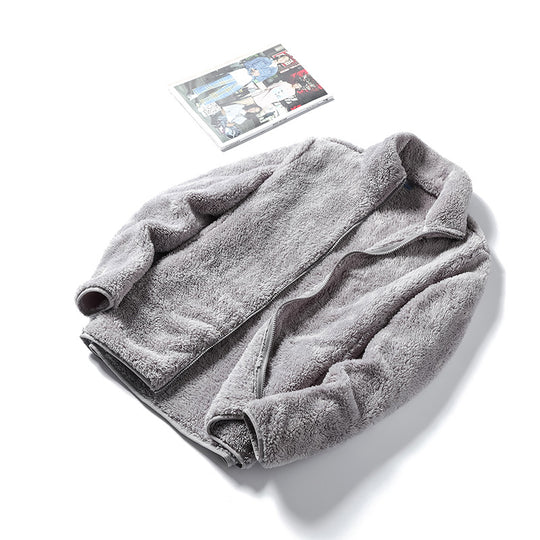 Damen Kuschelige Teddy-Fleecejacke mit Stehkragen und verdecktem Reißverschluss EB