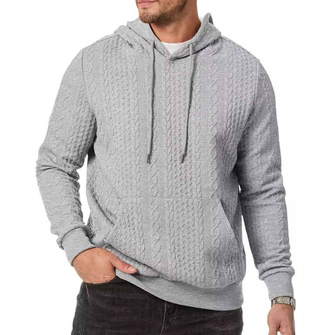 Herren Kapuzenpullover mit strukturiertem Kabelstrickmuster EB