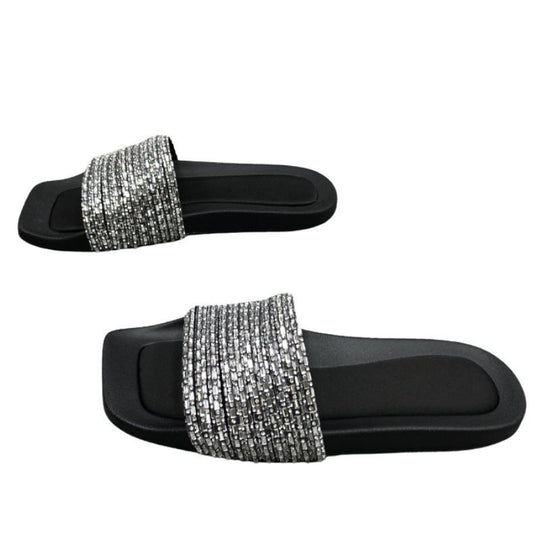 Damen Glamouröse Strandsandalen mit funkelndem Riemen EB