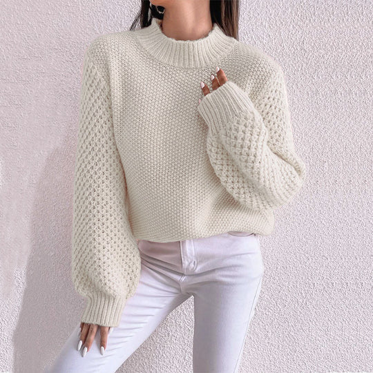 Damen kuscheliger Oversized Pullover mit strukturiertem Muster und Rollkragen EB