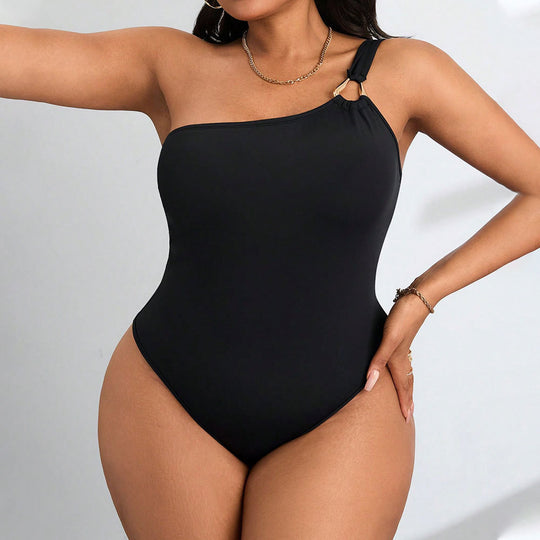 Damen Einteiler Badeanzug mit asymmetrischem Design und raffiniertem Schulterdetail EB