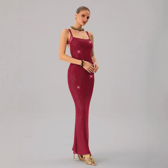 Damen Glamouröses Abendkleid mit funkelnden Pailletten und taillierter Silhouette EB
