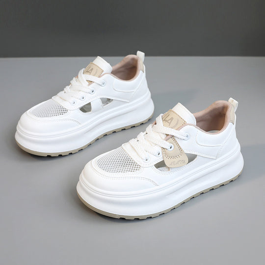 Damen sportliche Sneakers mit atmungsaktiver Mesh-Oberfläche und gepolsterter Sohle EB
