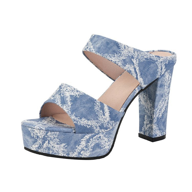 Damen Plateau-Sandaletten mit stylishen Riemen und hohem Blockabsatz EB