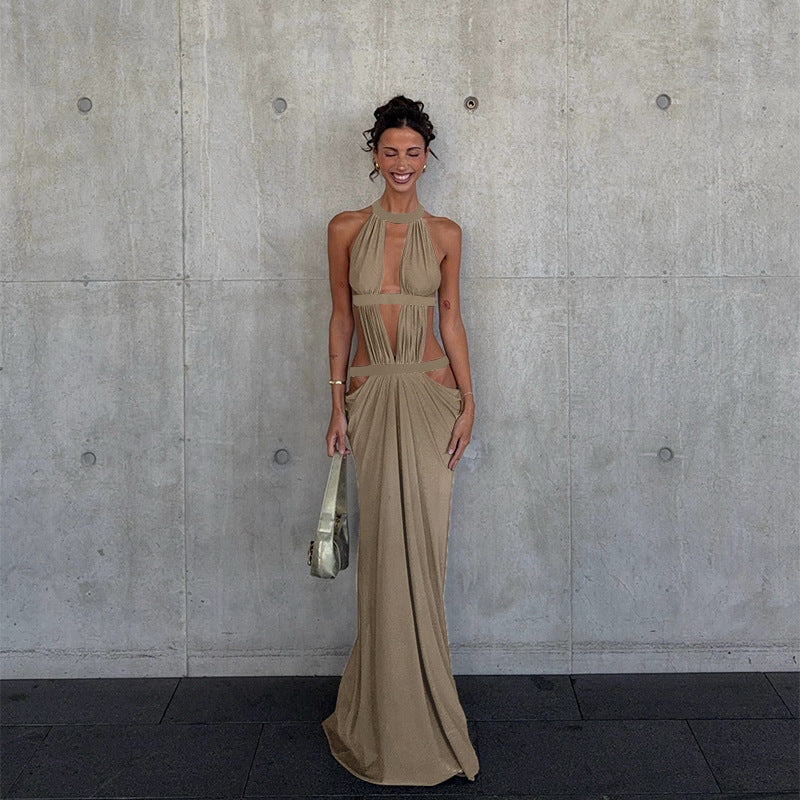 Damen elegantes Wickelkleid mit tiefem V-Ausschnitt und modischen Drapierungen EB