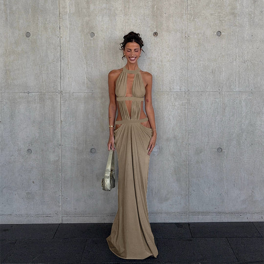 Damen elegantes Wickelkleid mit tiefem V-Ausschnitt und modischen Drapierungen EB