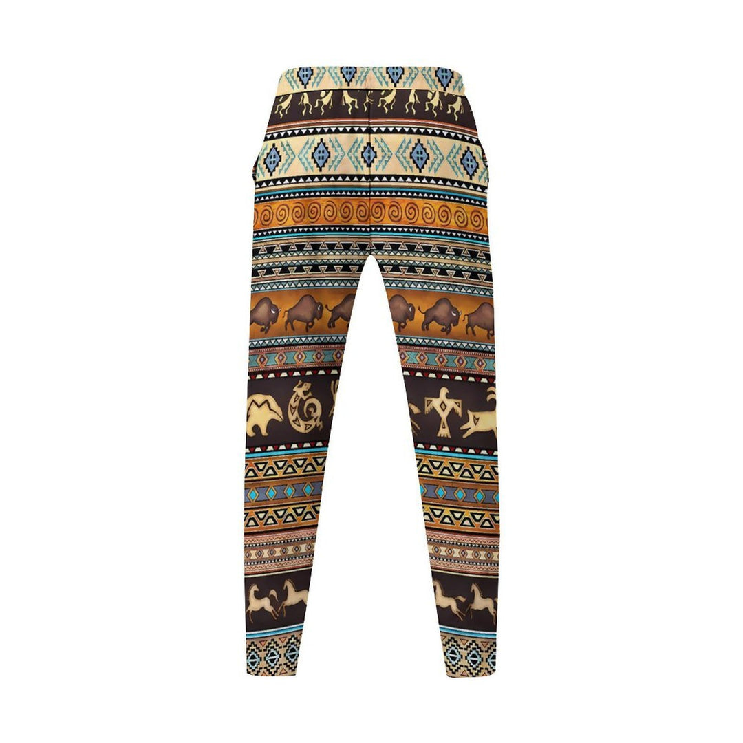 Damen modische und bequeme Leggings im Ethno-Stil mit buntem Muster EB