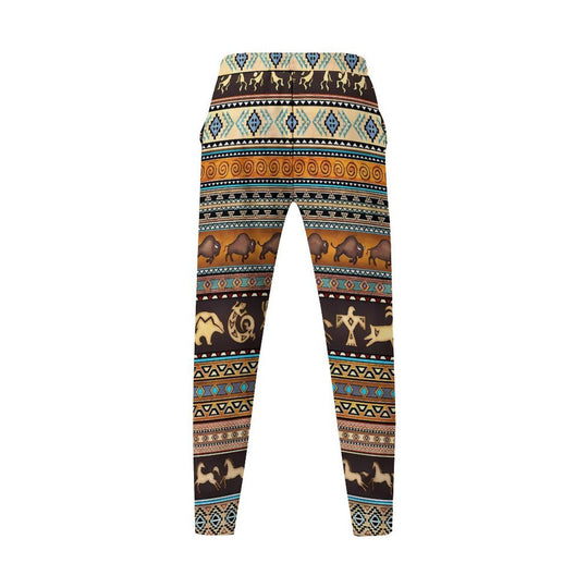 Damen modische und bequeme Leggings im Ethno-Stil mit buntem Muster EB