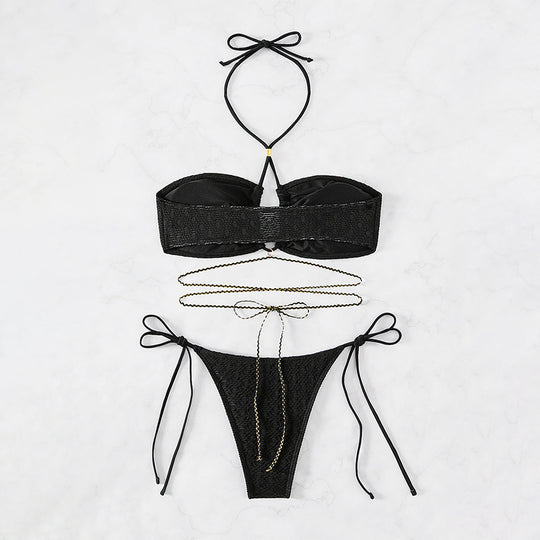 Damen Bandeau-Bikini mit raffinierten Bindebändern und eleganten Details EB