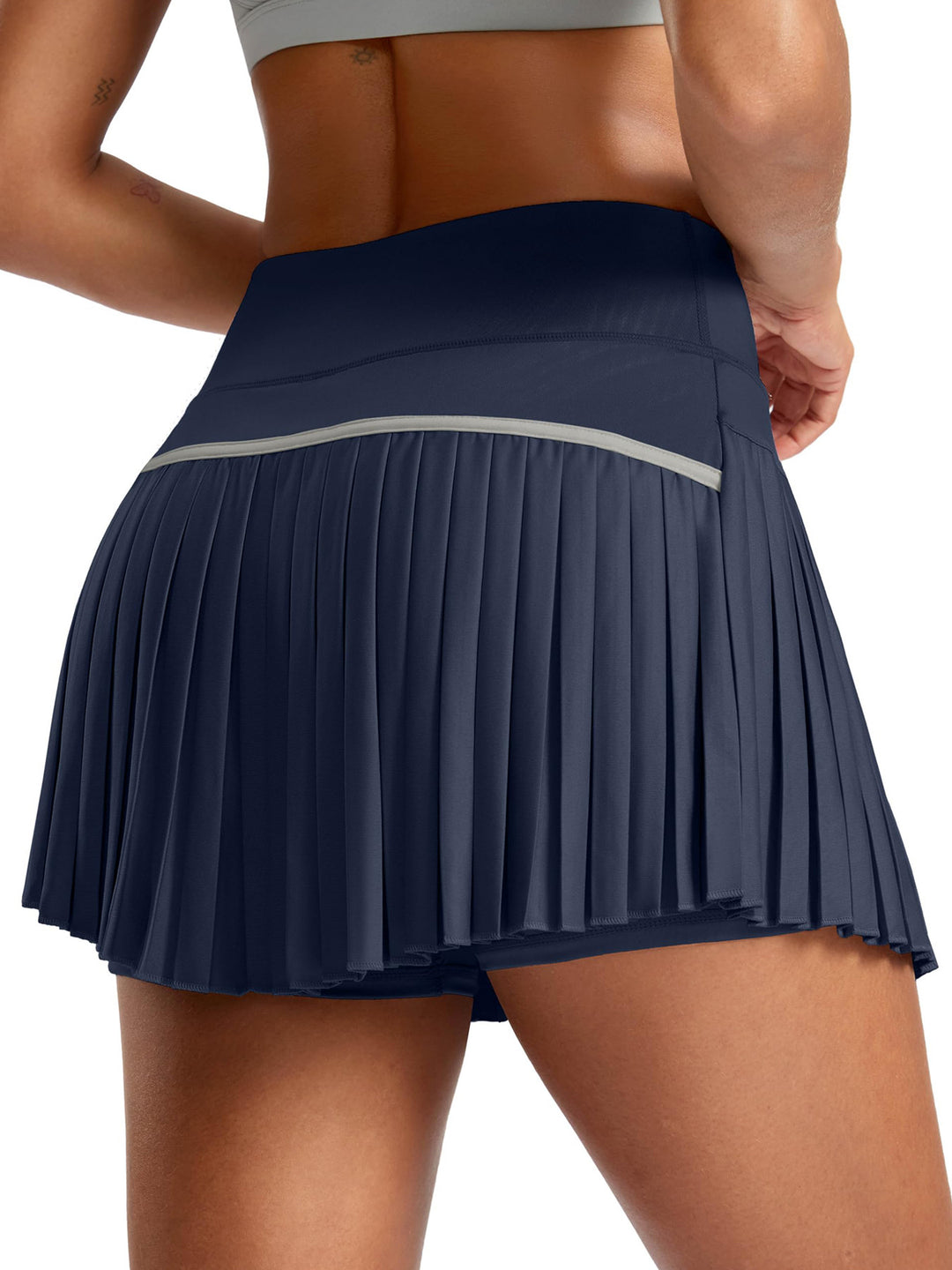 Damen Sportlicher Plisseerock mit integrierten Shorts EB