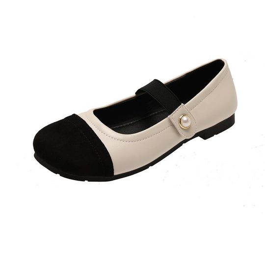Damen elegante Ballerinas mit komfortablem Riemchen und modischer Perlenapplikation EB