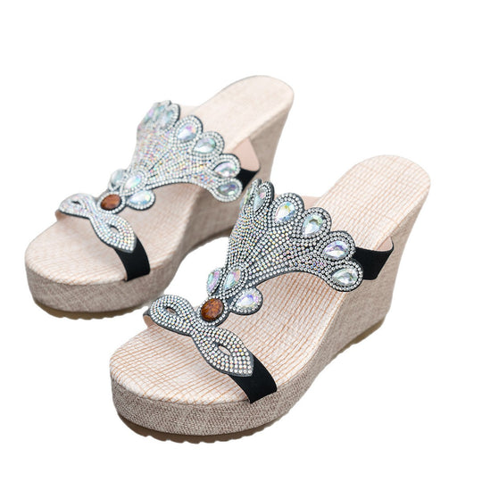 Damen Wedge-Sandalen mit funkelndem Verzierungsdesign EB