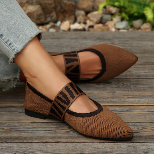 Damen Ballerinas mit modischem Riemen und bequemem Fußbett EB