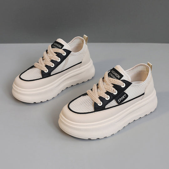 Damen Sportliche Luftige Sneakers mit modischem Plateau-Heel EB