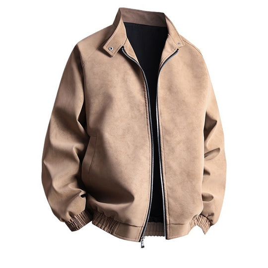 Herren stylische Kunstlederjacke im modernen Design und elastischen Bündchen EB