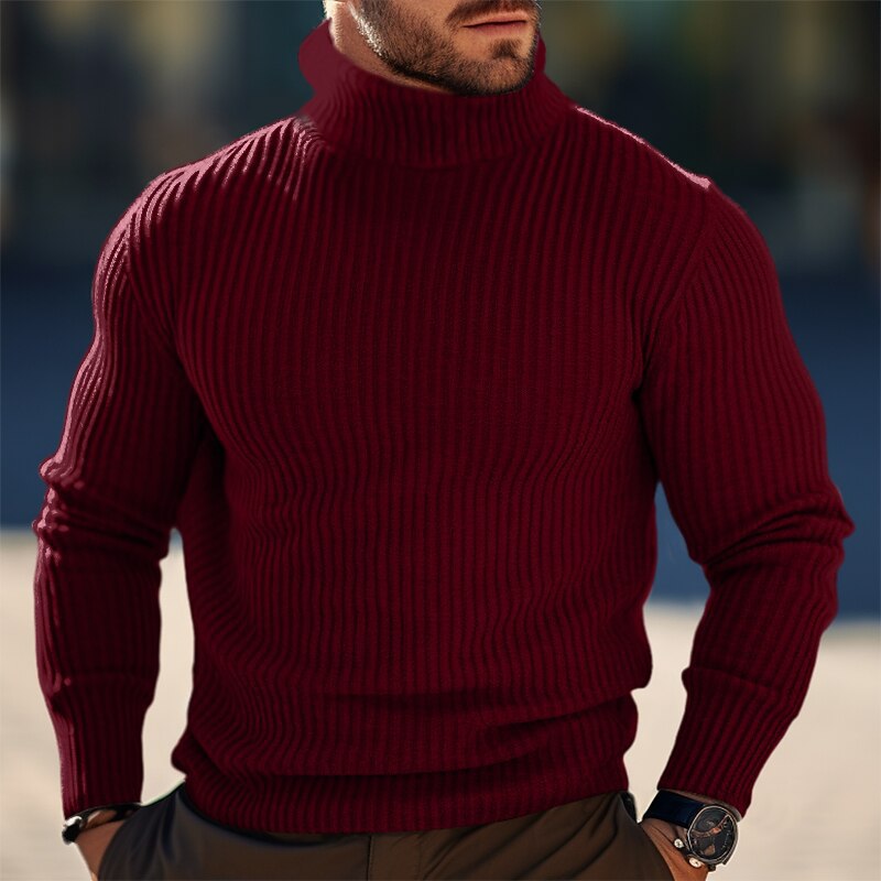 Herren Stehkragen Pullover aus strukturiertem Strick EB