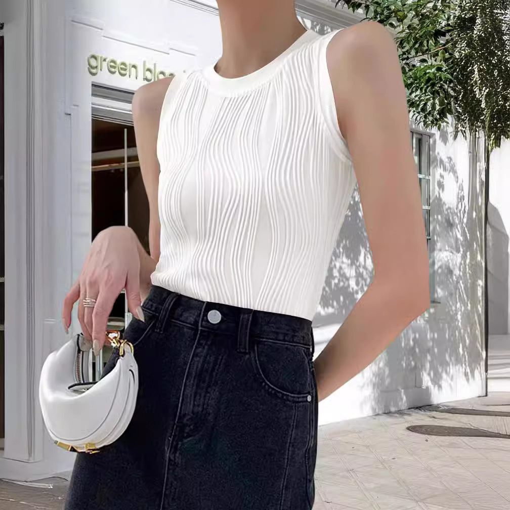 Damen Figurbetontes Top mit Wellenstruktur EB