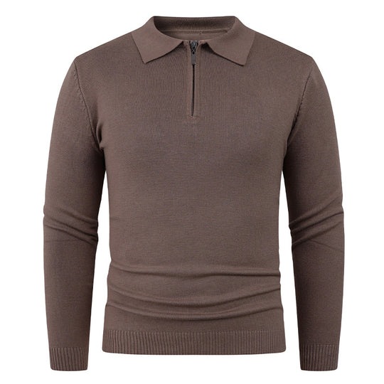 Herren Strickpullover mit halb offenem Kragen und feiner Rippenstruktur EB