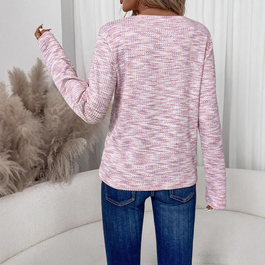 Damen leichter Pullover mit halbem Reißverschluss und strukturierter Oberfläche EB
