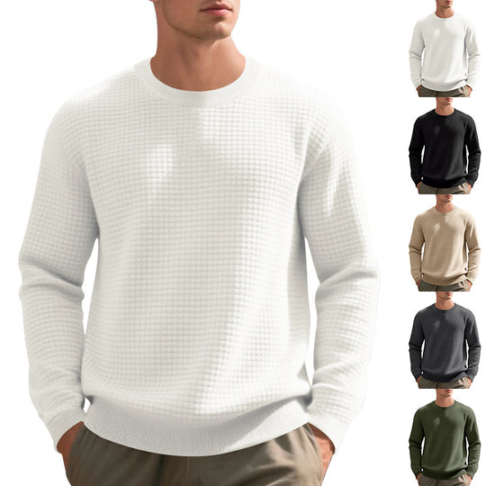 Herren warmer Pullover mit strukturiertem Gewebe und Rundhalsausschnitt EB