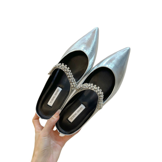 Damen elegante Ballerinas mit funkelndem Strassband EB