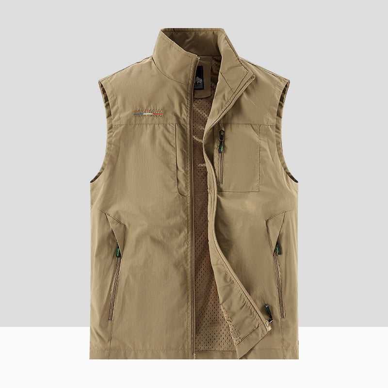 Herren Leichte Atmungsaktive Outdoor-Softshellweste mit Mesh-Innenfutter und Mehrfach-Reißverschlusstaschen EB