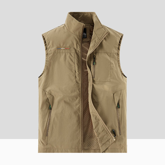 Herren Leichte Atmungsaktive Outdoor-Softshellweste mit Mesh-Innenfutter und Mehrfach-Reißverschlusstaschen EB