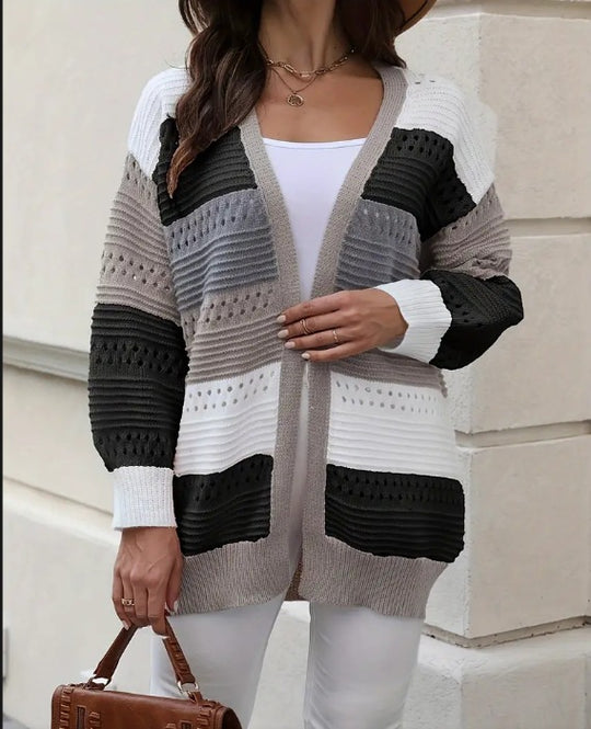 Damen modische Strickjacke mit einzigartigem Muster und lässigem Schnitt EB