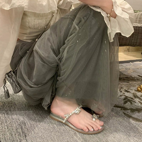 Damen Glamouröse Slippers mit funkelnden Strassdetails und komfortabler Sohle EB