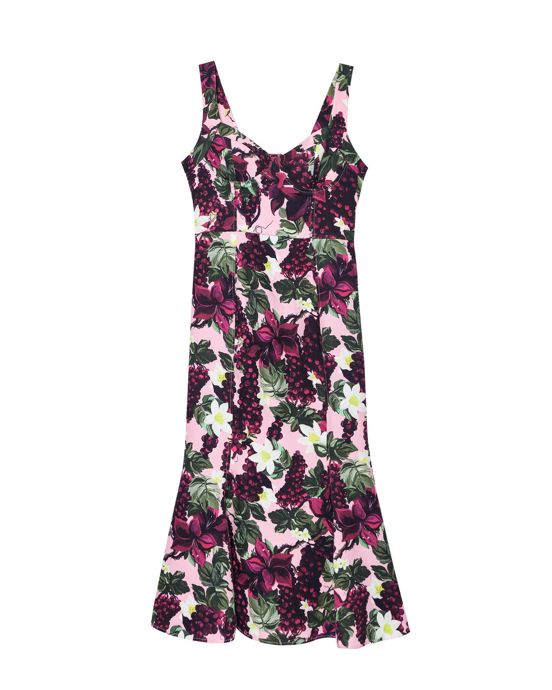 Damen Maxikleid im floralen Design mit schwingendem Saum und tiefem V-Ausschnitt EB