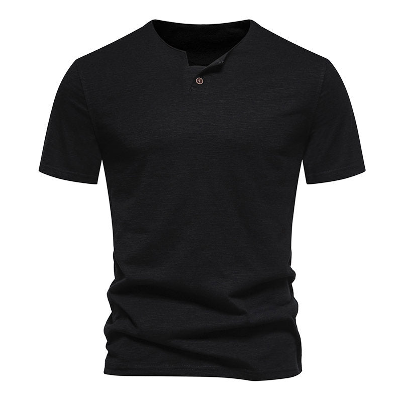 Herren Kurzarm-Henley-Shirt mit elegantem Knopfdesign EB