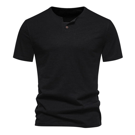 Herren Kurzarm-Henley-Shirt mit elegantem Knopfdesign EB
