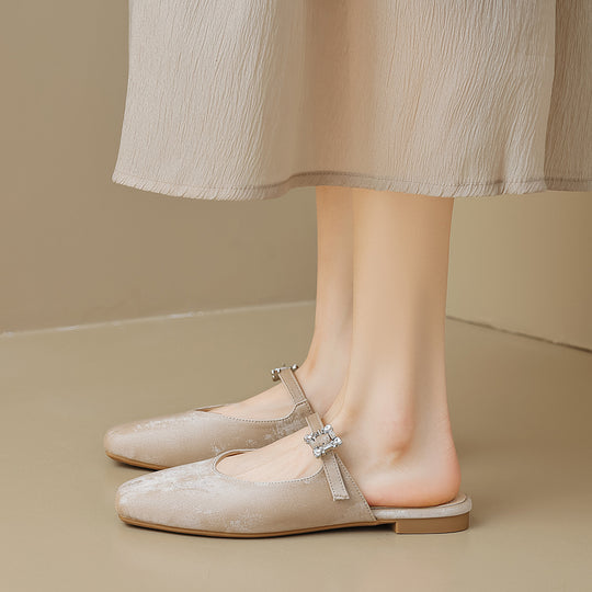 Damen elegante Slingback Ballerinas mit modischem Schnallenakzent EB