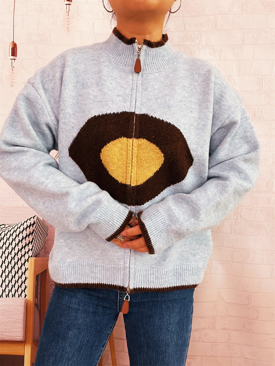 Damen kuscheliger Pullover mit auffälligem Design EB