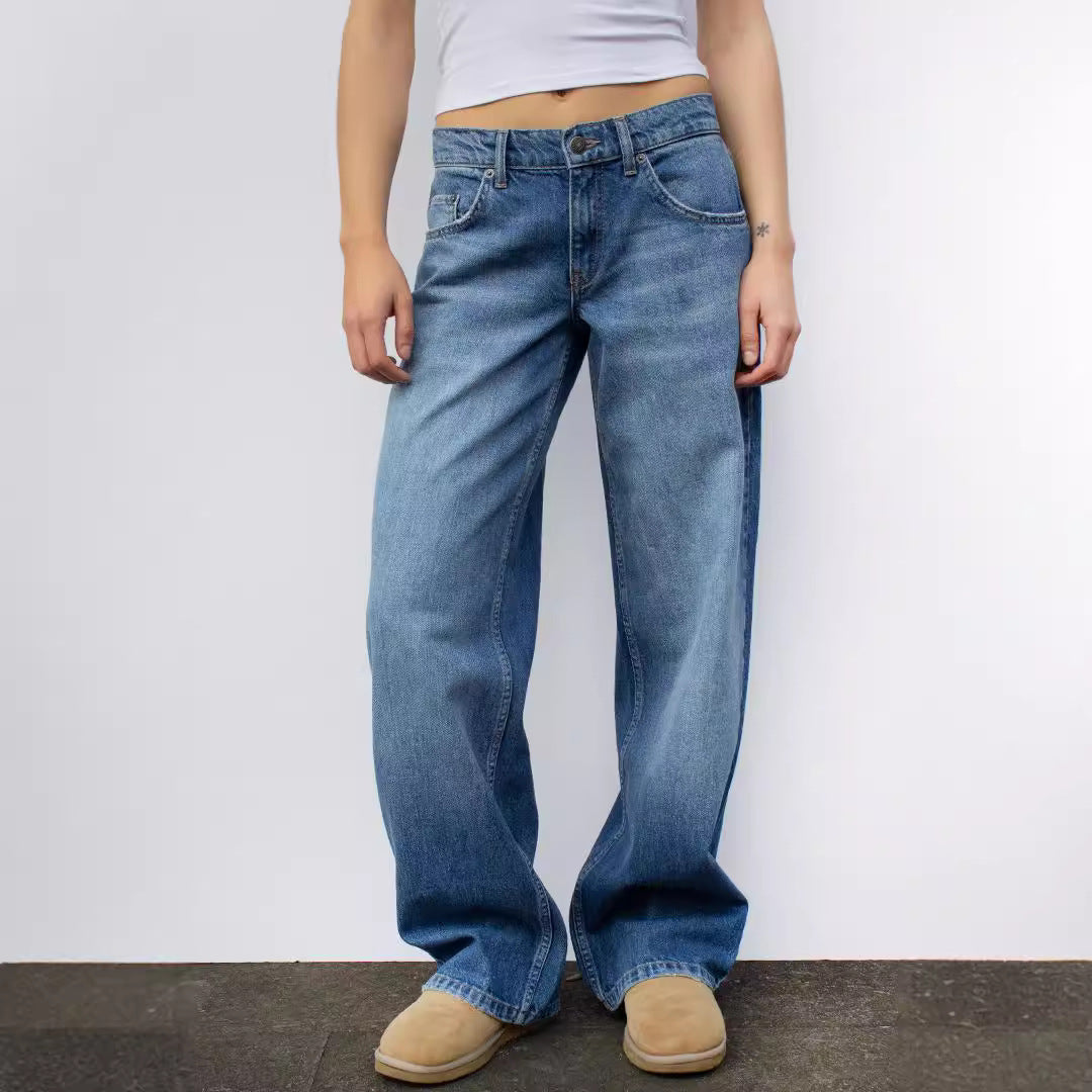 Damen Modische Weitjeans mit hohem Bund und vielseitigem Schnitt EB