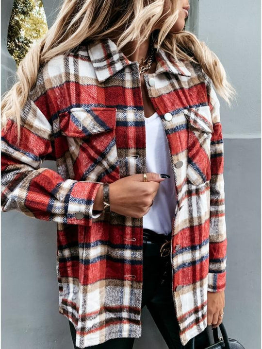 Damen Flanellhemd im Karodesign mit Taschen EB