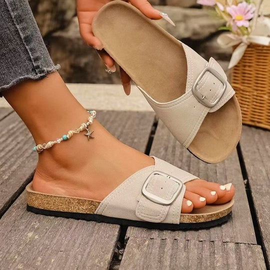 Damen komfortable Riemchensandalen mit modischem Schnallen-Design EB