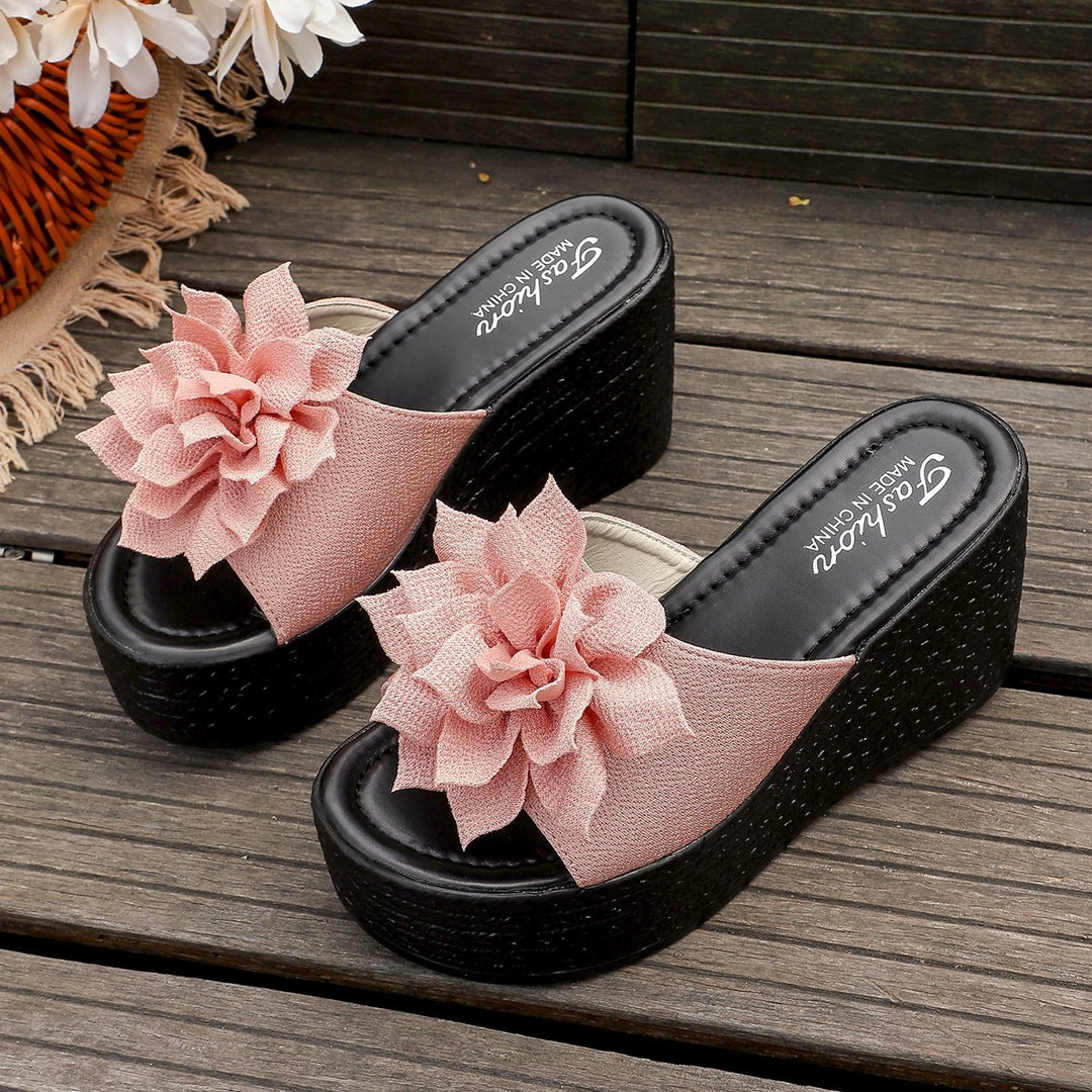 Damen Wedge-Pantoletten mit floralem Design und rutschfester Sohle EB