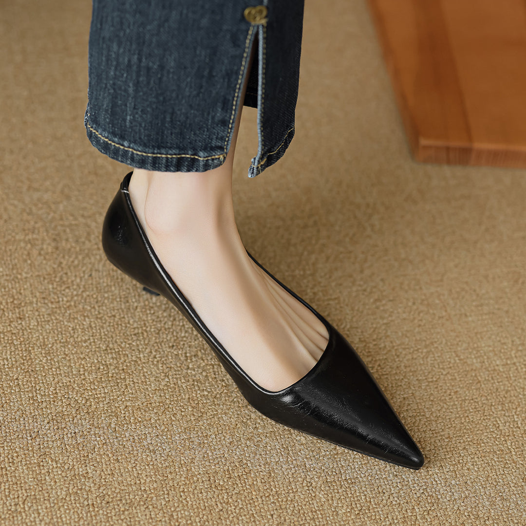 Damen elegante Slipper mit spitzem Zehenbereich und komfortablem Blockabsatz EB