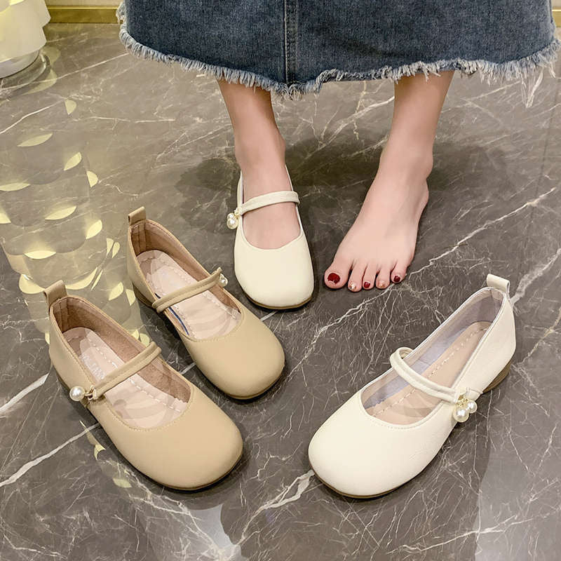Damen Ballerinas mit elegantem Riemen und Perlendetails EB