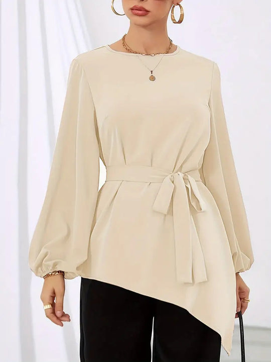 Damen Elegantes Wickelbluse mit langen Ärmeln EB
