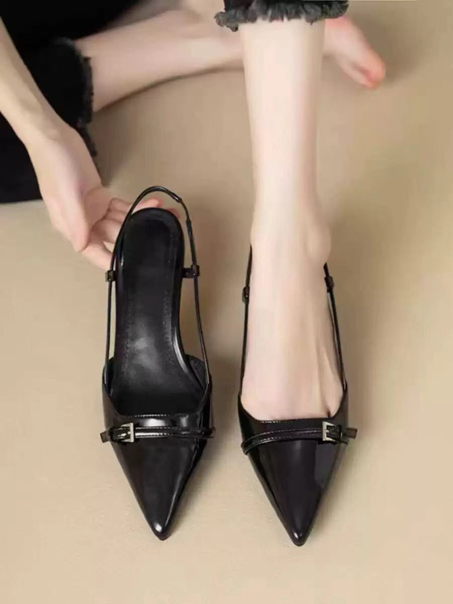 Damen Elegante Slingback-Ballerinas mit spitzem Zehenbereich und verstellbarem Riemen EB