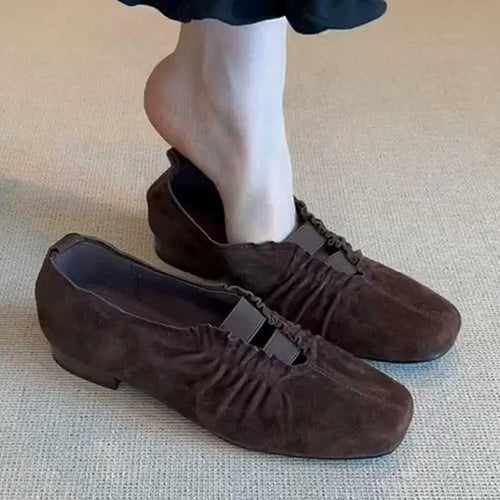 Damen Mokassins mit elastischen Riemen und raffiniertem Falten-Design EB