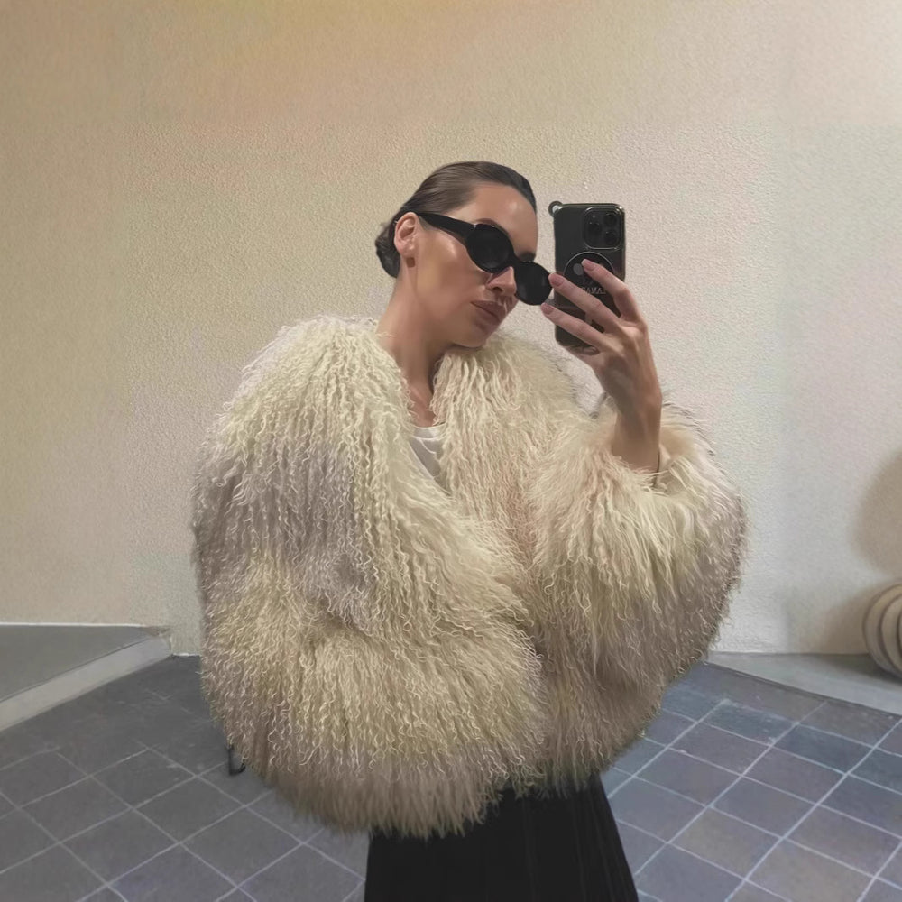 Damen luxuriöse Kunstpelzjacke EB